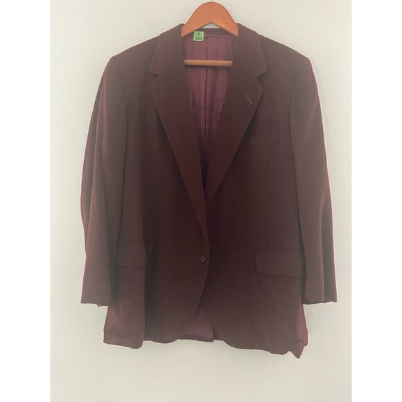 Vintage Oxxford Clothes Cashmere 2 Button Blazer Maroon Size 44 - Picture 1 of 9